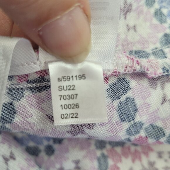 Loft Linen Wrap Skirt Women 10 Pink Blue Mosaic Floral Midi Linen/Viscose New - Picture 10 of 14